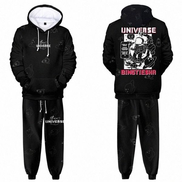 

men's tracksuits men's tracksuits universe starry sky astronaut 3d printed tracksuit men sets fashion sporting suit hooded sweatsh, Gray