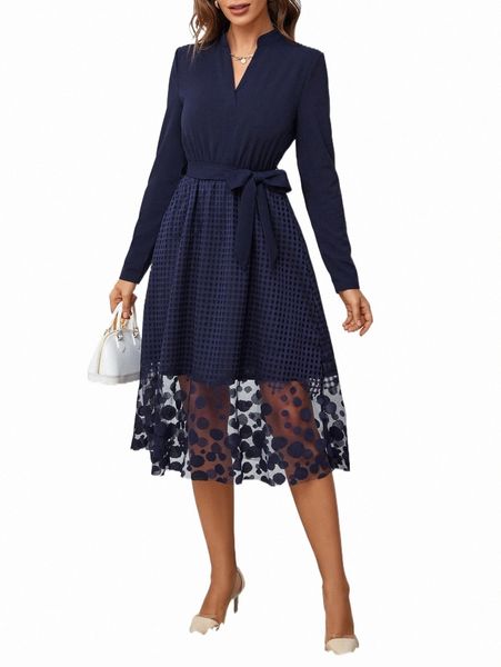 

casual dresses contrast mesh belted dress 2022 new p6uy#, Black;gray