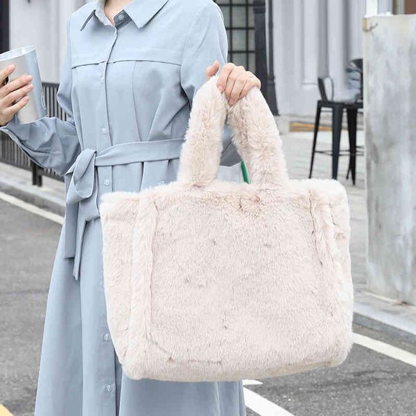 

totes handbags autumn and winter leisure hand-held bag ins minority foreign style plush women's fur bag fashion plush solid color handb