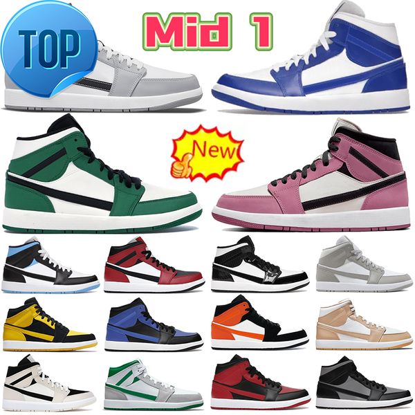 

boots 2022 mid 1 1s basketball shoes light smoke grey 2.0 kentucky university blue black white pine green shadow red barely orange carbon