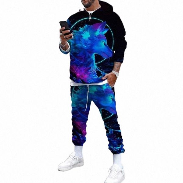 

men's tracksuits men's tracksuits 2022 purple laser hoodie suit casual two-piece 3d printed track and field plus-size spring x8sn#, Gray