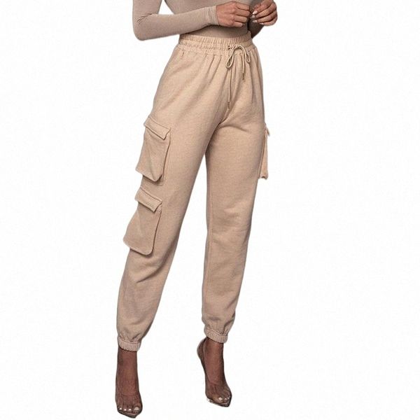 

women's pants & capris adogirl cargo pants sweatpants women solid pencil trousers casual high waist pockets joggers fashion streetwear, Black;white