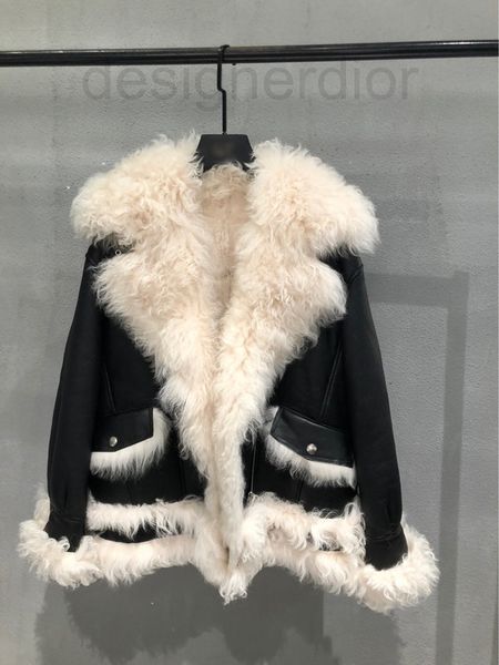 

women's jackets designer haining 2021 winter real fur long sleeve lapel sheepskin fur integrated temperament luxurious coat women', Black;brown