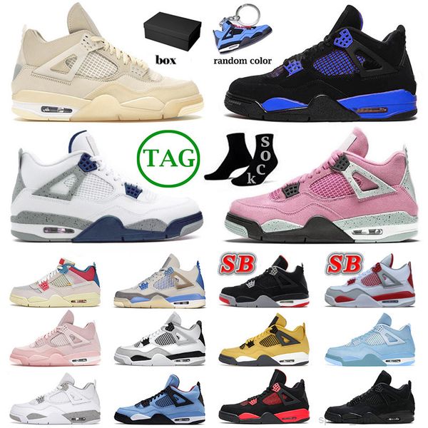 

basketball shoes with box j4 jumpman 4 4s iv designer basketball shoes men women midnight navy white retro military black cats cactus jack b