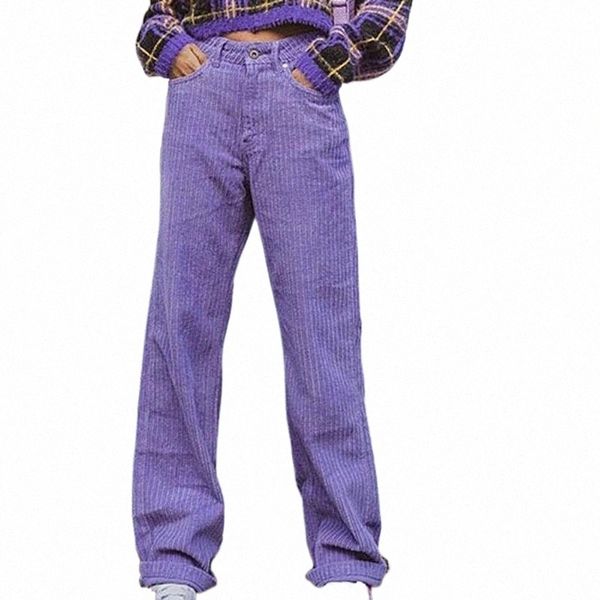 

women's pants & capris women's pants & capris brown/purple retro corduroy straight woman high waist for women long trousers x3pk#, Black;white