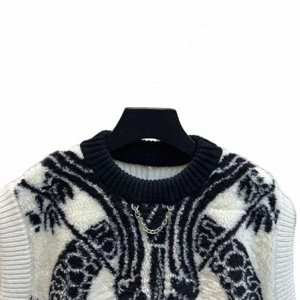 

women's vests women's vests luxury thick vest sweaters women fashion contrast jacquard wool knitted lady winter 2021 n3xv#, Black;white