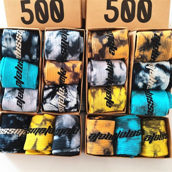 

textile 3 pairs/box fashion tie-dye men socks designer 500 style europe hip hop match tidal youth men and women personality long sports sock