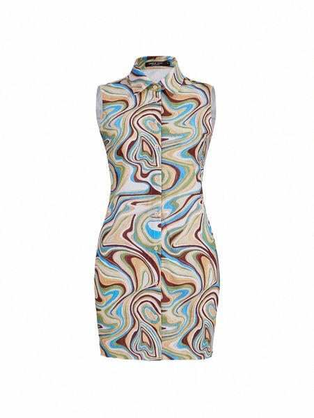 

casual dresses mod marble print shirt dress 2022 new c6x0#, Black;gray