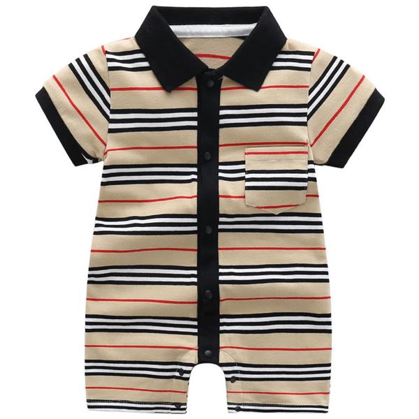 

retail whole baby boys striped casual knitted romper infant newborn kids gentleman thin cotton one-piece onesies jumpsuits chi276z, Blue