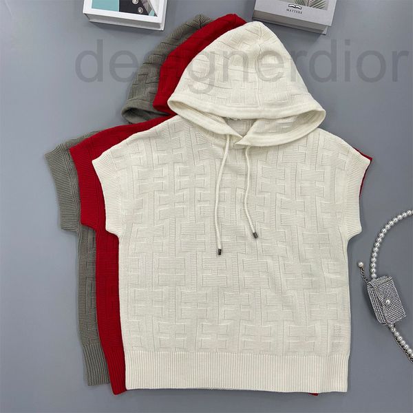 

women's sweaters designer knitted wool hooded sleeveless vest women's wear lazy casual style loose 2022 early autumn letter three-, White;black