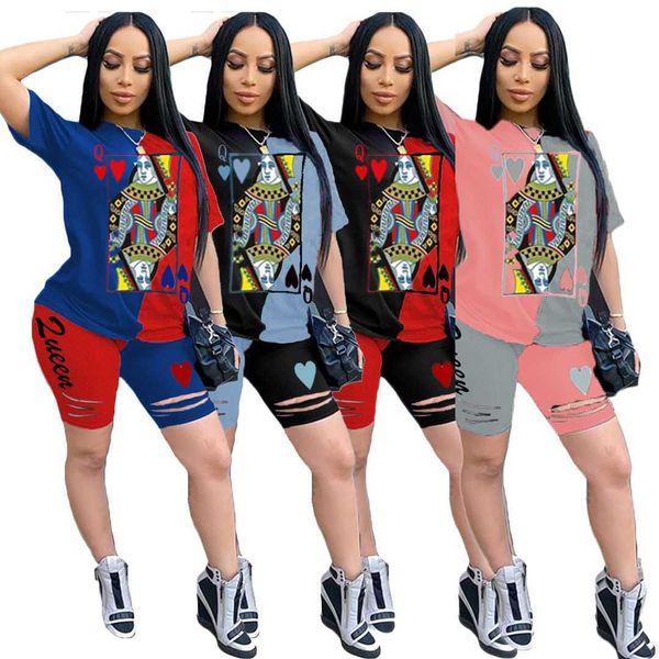 

women's tracksuits designers women summer tracksuits sport suits clothes 2021 spring and printed burnt flower poker leisure sports two, Gray
