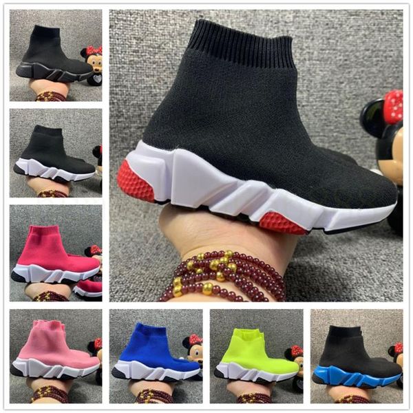

infant kids knit speed sock runner knitted mid high running shoes black wine red sneaker children girls boys sports shoes208s