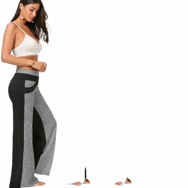 

women's pants & capris european style summer women fashion casual patchwork wide leg pants elegant loose high waist long size xxl women, Black;white