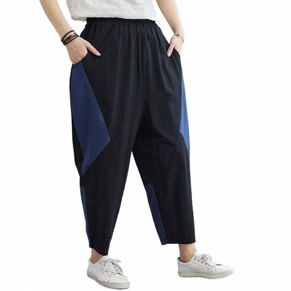 

women's pants & capris women's pants & capris 2021 arrival summer arts style women loose casual elastic waist harem cotton linen p, Black;white