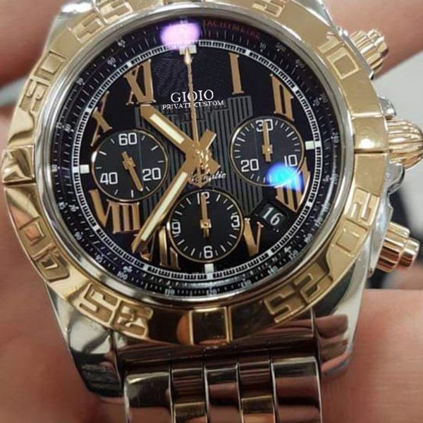 

quartz chronograph men watch gold white black blue leather85405014489710501250, Slivery;brown