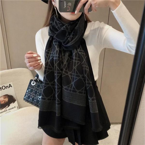

2020 scarf fashion women's autumn and winter warm wool scarf 180 70cm whole244r, Blue;gray