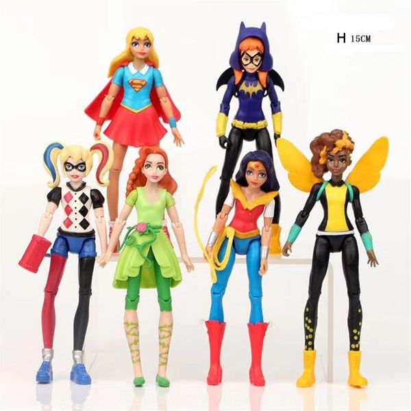 

dc super hero girls 6 figures model toys wonder woman supergirl 6 pcs set2920