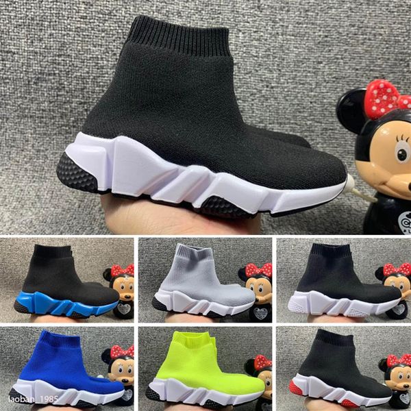 

2020 whole sell childrens kid sock shoes vetements crew sock runner trainers shoes kids shoes hight sneakers boot eur 24-3285n, Black