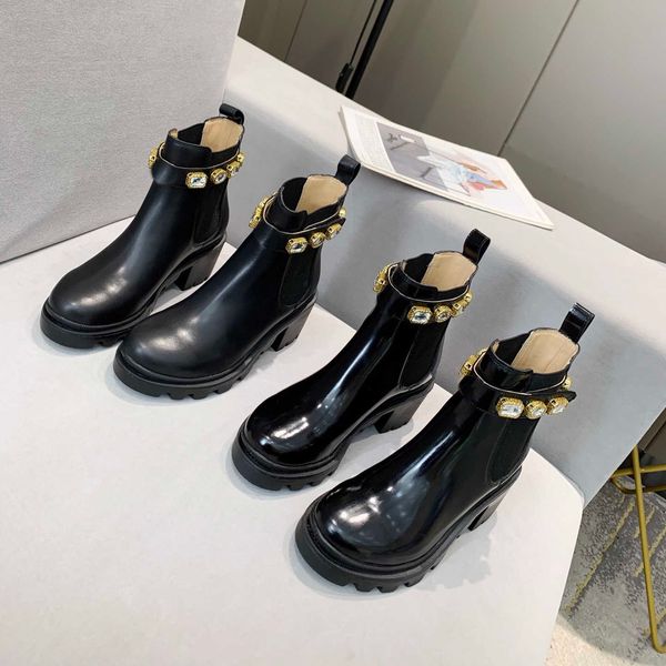 

interlocking black ankle biker platform women boots flats combat low heel lace up booties fashion leather chain bee big sizes, Black;grey