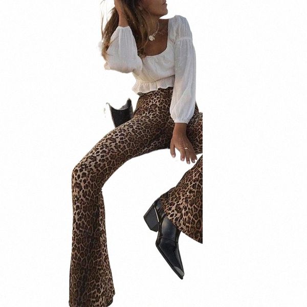 

women's pants & capris women's pants & capris 2021 autumn fashion personality leopard-print bell-bottom casual simple trousers lad, Black;white