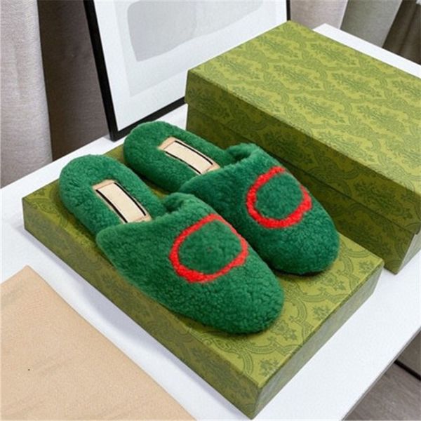 

stitching bump color wool slippers comfortable flat base womens slippers, Black