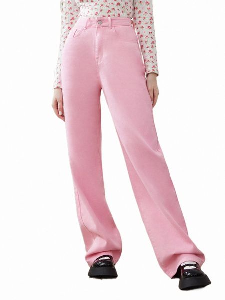 

women's jeans romwe kawaii solid straight leg jeans m6i1#, Blue
