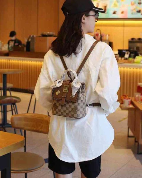 

backpack mini women's bag double shoulder bag anti-theft backpack bear badge dual-purpose sling shoulder diagonal straddle handbag live