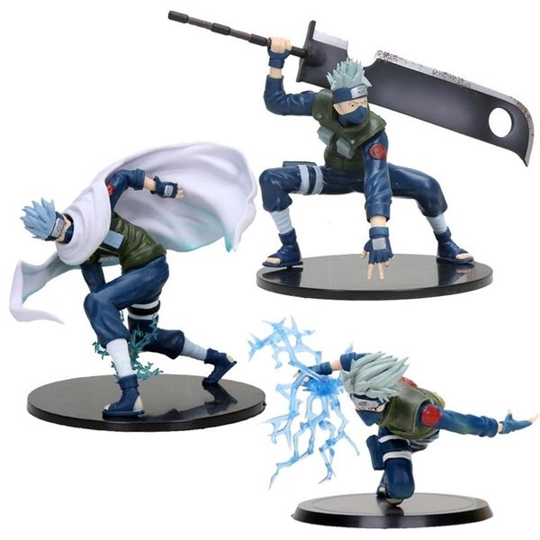 

3styles 13-15cm naruto kakashi thunder action figure anime figure pvc toys figure model new year gifts y200421307w