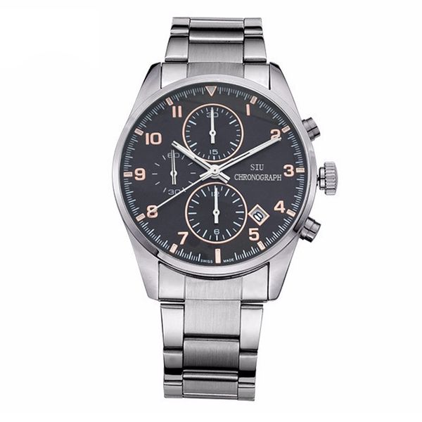 

design watch for men luxury date sports military clock stainless steel strap vk quartz business fashion watch relogio masculino, Slivery;brown