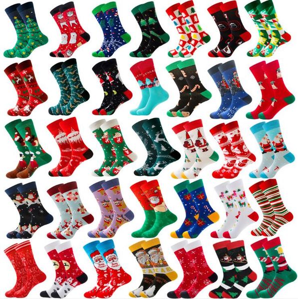 

christmas socks women men cotton happy personality cartoon winter autumn long sock, Black