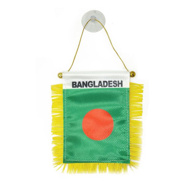

bangladesh mini flag banner 10x15 cm premium polyester pennant with suction cup for home office door decor