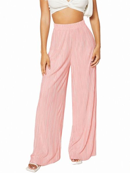 

women's pants & capris high waist plisse wide leg pants y45i#, Black;white
