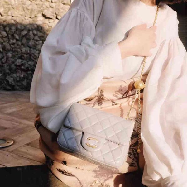 

619saist bags cc waist s sheepskin small ball chain female 2022 new lingge golden bead square fat one shoulder messenger bag fashion