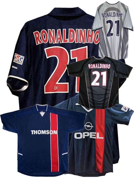 

college wear retro classic soccer jerseys 2001 2002 2003 paris okocha arteta heinze anelka pochettino aloisio llacer ronaldinho 01/02/03 hom, Black
