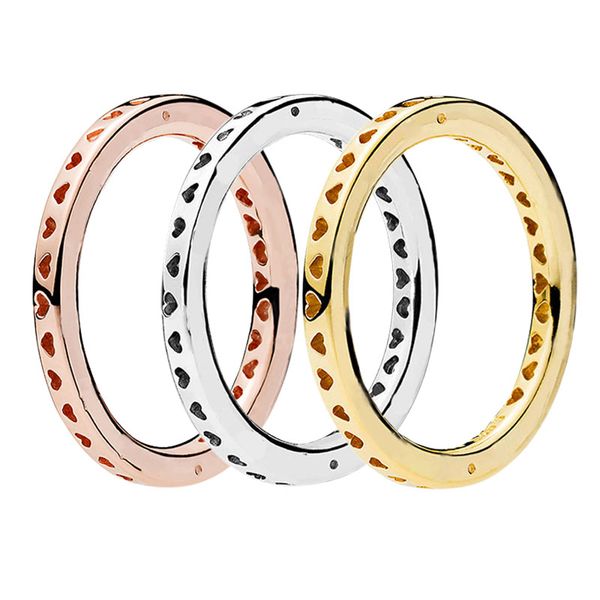 

authentic sterling silver love hearts wedding rings women men yellow gold plated jewelry for pandora girlfriend gift couple ring set with or, Slivery;golden