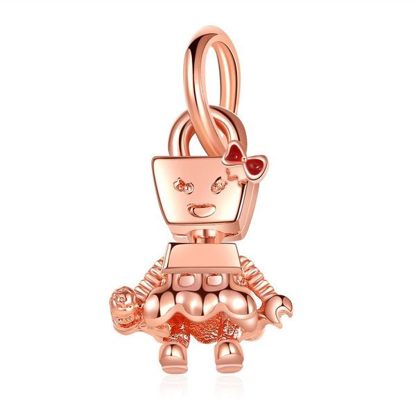

fits pandora bracelets beads cartoon robot silver charm fit pandora charms bracelet bead 925 sterling silver jewelry making, Black