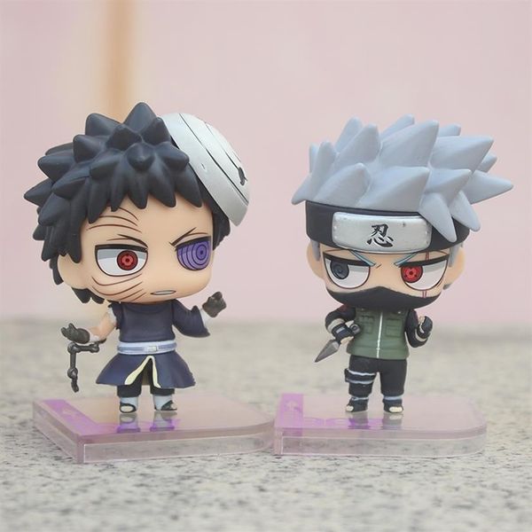

2pcs set anime naruto model figurine uchiha obito & hatake kakashi q ver pvc action figure toys y2004212866