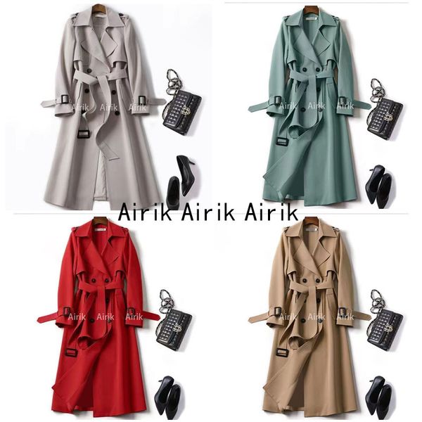 

luxury fashion designer brand apricot women's trench coats windbreaker england long trench spring coat double breasted xxl xxxl tempera, Tan;black