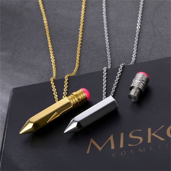 

designer necklace choker mini empty tube pencil pendant openable gel pen design necklace, Golden;silver