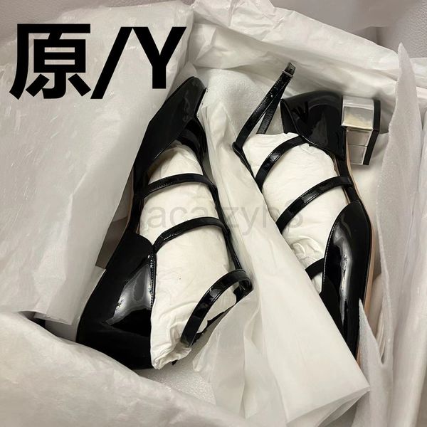 

dress shoes designer high version d family mary shoes 2022 roman summer thick heel square toe baotou sandals, Black