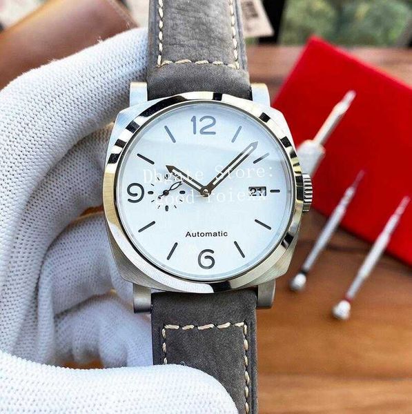 

business watches men watch men's automatic 2813 movement pam leather black white officine 1314 sport power reserve sapphire auto date, Slivery;brown