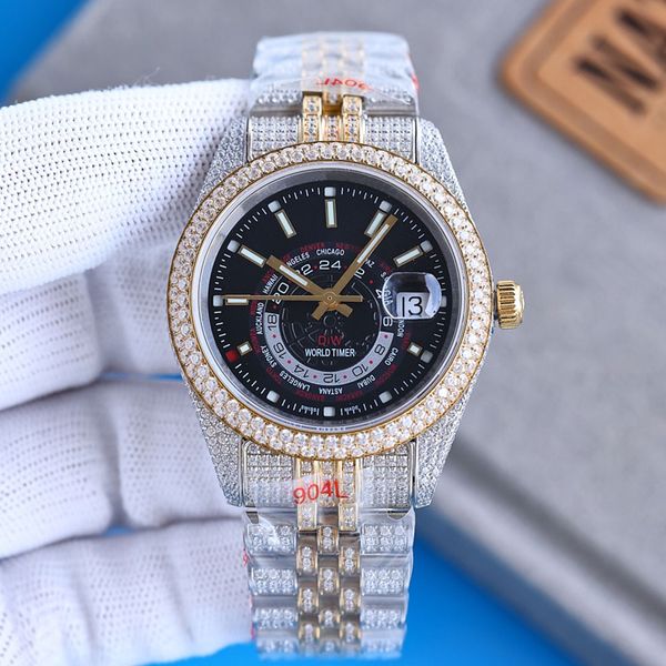 

diamond mens watches 40mm automatic mechanical watch gold wristwatch waterproof design classic wristwatches gift boyfriend dad orologio di l, Slivery;brown