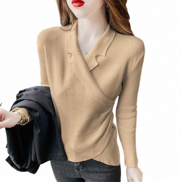 

women's sweaters women's sweaters 2021 autumn winter style temperament v-neck irregular sweater pullover wearing long sleeved bott, White;black