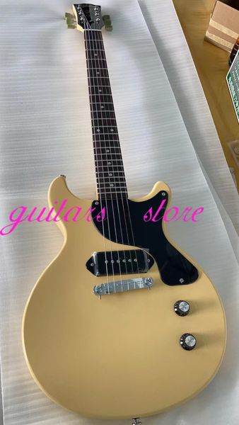 

factory lp 1958 junior electric guitar double cut reissue black dog-ear p-90 pickup yellow can customize