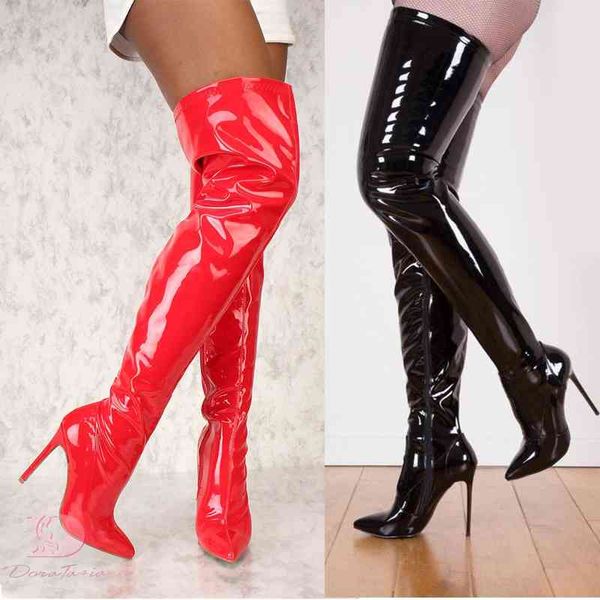 

boots doratasia 2020 plus size 48 brand pointed toe women shoes boots thin high heel party shoe woman winter ovet the knee boots 220903, Black