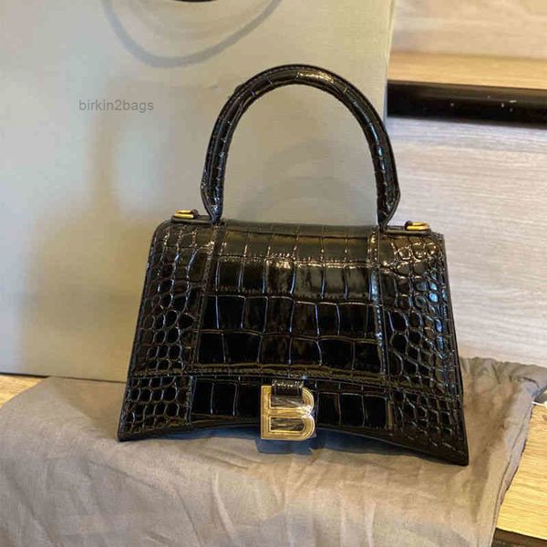 

designer evening bag hobo wrist messenger balencaigaas hourgalss leather hourglass women's summer 2022 crocodile pattern hand-held hand