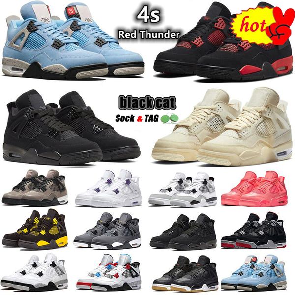 

boots university blue bred og jumpman 4 4s basketball shoes sail black cat white cement cool grey red thunder retro bred unc royalty