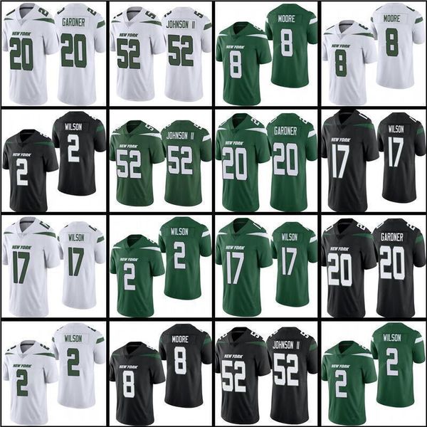 

jersey 20 sauce gardner 2 zach garrett wilson 17 football''nfl''jerseys 8 elijah moore 52 jermaine johnson ii breece hal, Black;red