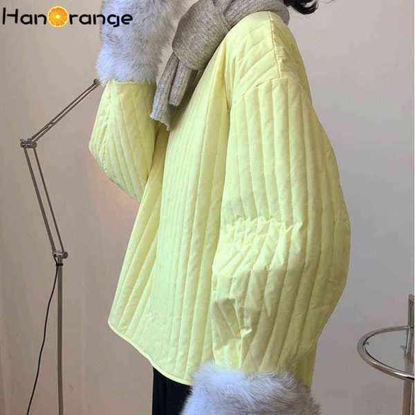

women's down parkas hanorange autumn winter female profile-shaped quilted cotton padded jacket loose warm parkas loose pullover t220902, Black