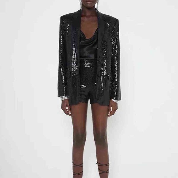 

women's down parkas xikom spring jackets for women 2022 black sequins blazer women pocket female blazer jackets high street loose women